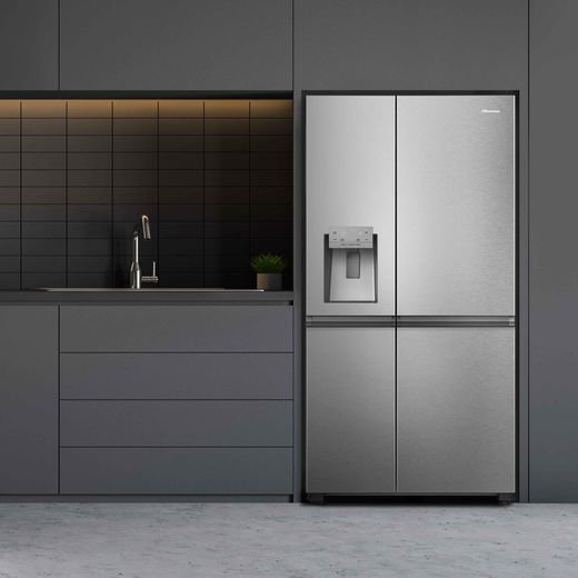 Hisense Pureflat Infinite American Fridge Freezer - Stainless Steel -American fridge freezer in kitchen shot